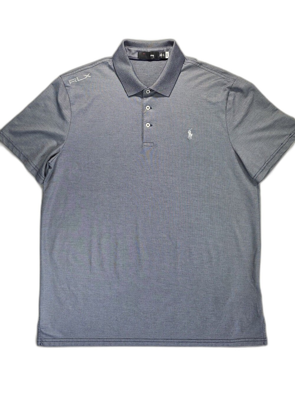 Ralph Lauren RLX Golf Polo Shirt Mens XL Performance Stretch Blue Gray Pony Logo